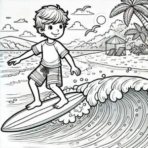chłopiec na desce surfingowej