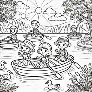 dzieci w łódkach wiosłowych