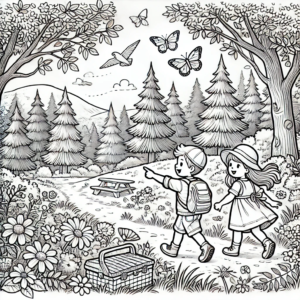 dzieci spacerujące w lesie