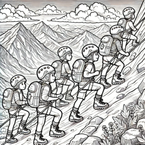 dzieci wspinające się po górach